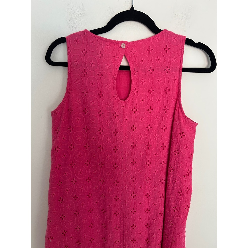 Charlie Paige Hot Pink Cotton Eyelet Sleeveless Shift Dress Womens Small - Picture 8 of 9